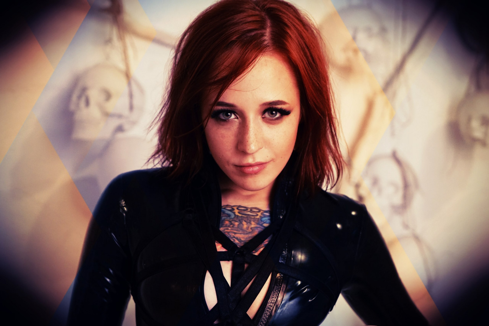 tvář, ženy, ryšavý, model, portrét, Červené, zpěvák, tetování, Pehy, móda, vlasy, Yana Sinner, Janesinner Suicide, Osoba, zpěv, dívka, krása, žena, dáma, focení