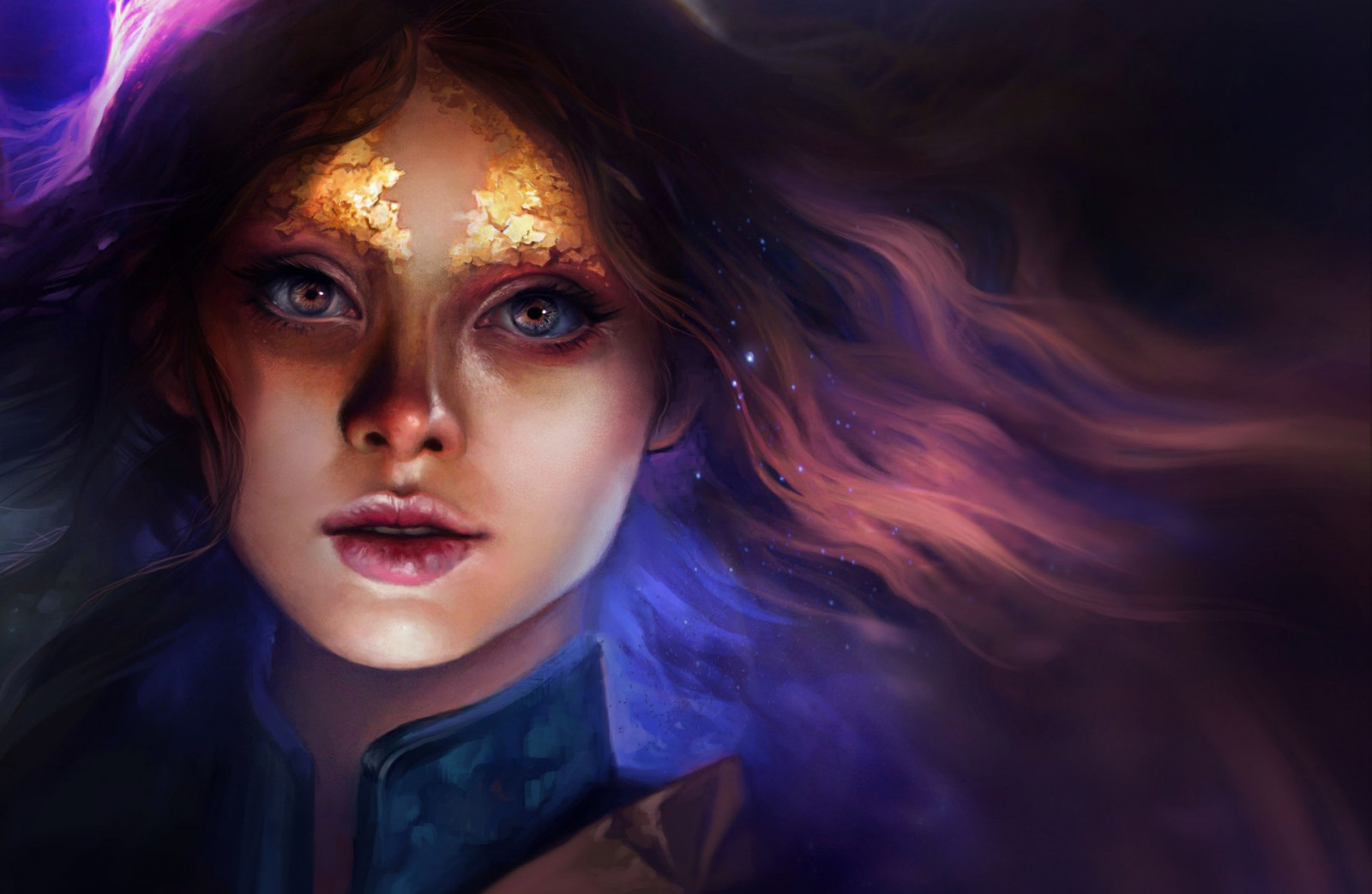 tvář, ženy, model, portrét, fantasy umění, anime, umělecká díla, modrý, vlasy, hlava, barva, dívka, krása, oko, dáma, tma, Snímek obrazovky, počítač tapeta, fiktivní postava