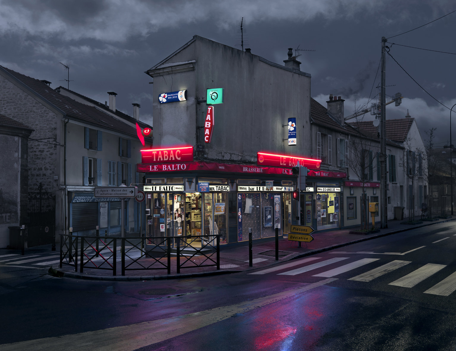 ปารีส, บาร์, nanterre, pluie, nuit, Banlieue, Bistrot