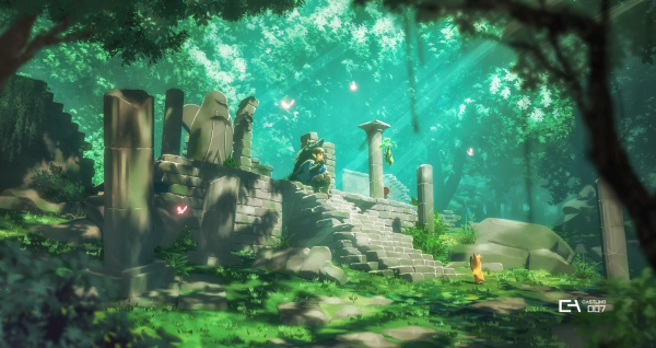The Legend of Zelda Breath of the Wild,Link,forest,ruins