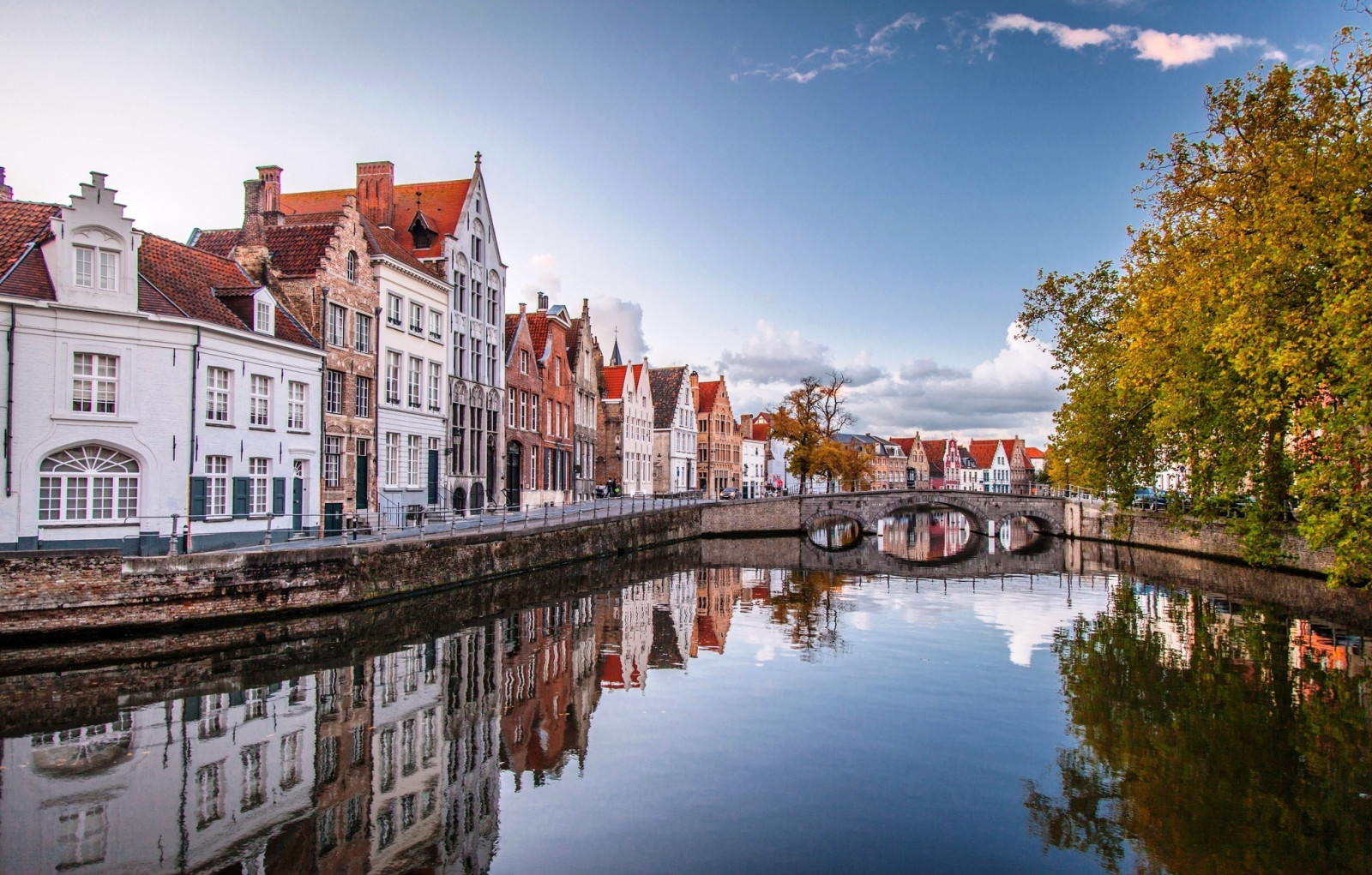 2048x1308 px, Belgio, ponte, Bruges, Brugge, città, case, riflessione, acqua