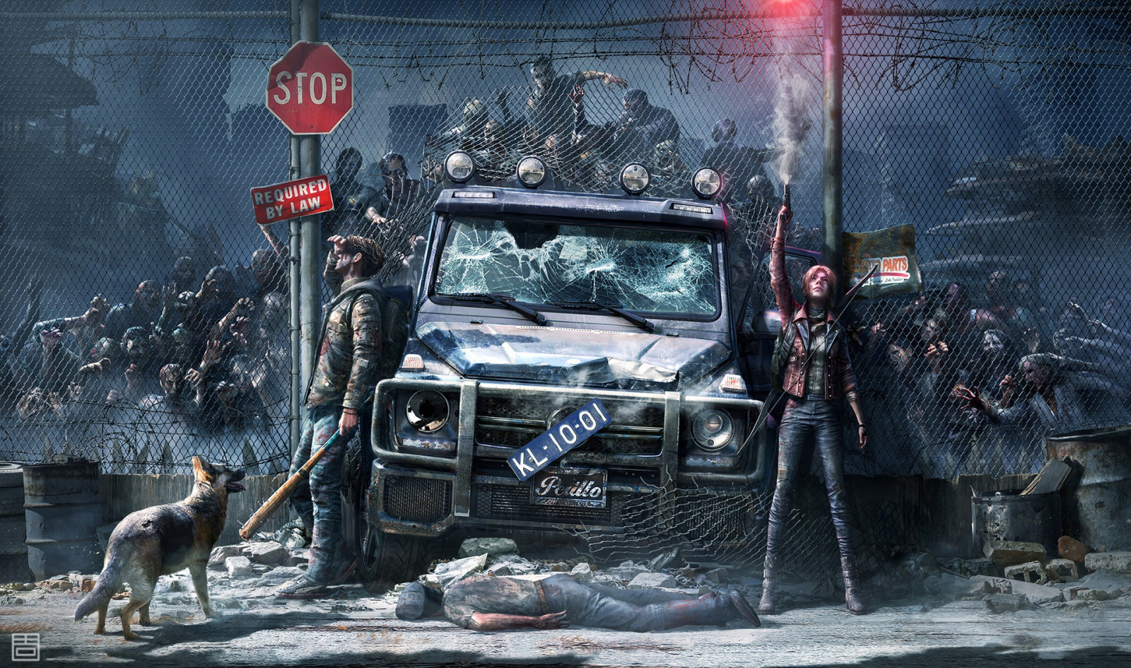 Qiang Zhou, งานศิลปะ, Video Game Art, ซอมบี้, รถ, ยานพาหนะ