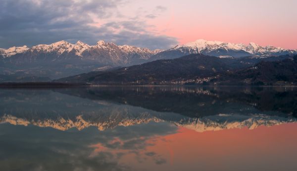 landscape, mountains, Italy, sunlight, sunset, lake