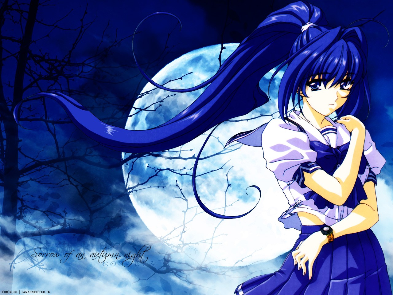 Get Wallpaper Wallpaper Illustration Anime Girls Blue Hair Moon Kimi Ga For iPhone Free