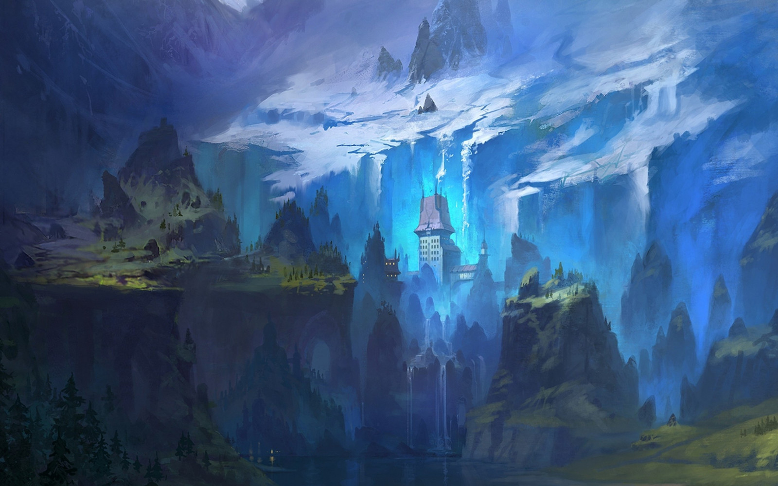 fantasy umění, umělecká díla, led, jeskyně, Formace, Terén, Snímek obrazovky, landform, geografický rys, ledová landform, ledová jeskyně, 2310x1444 px