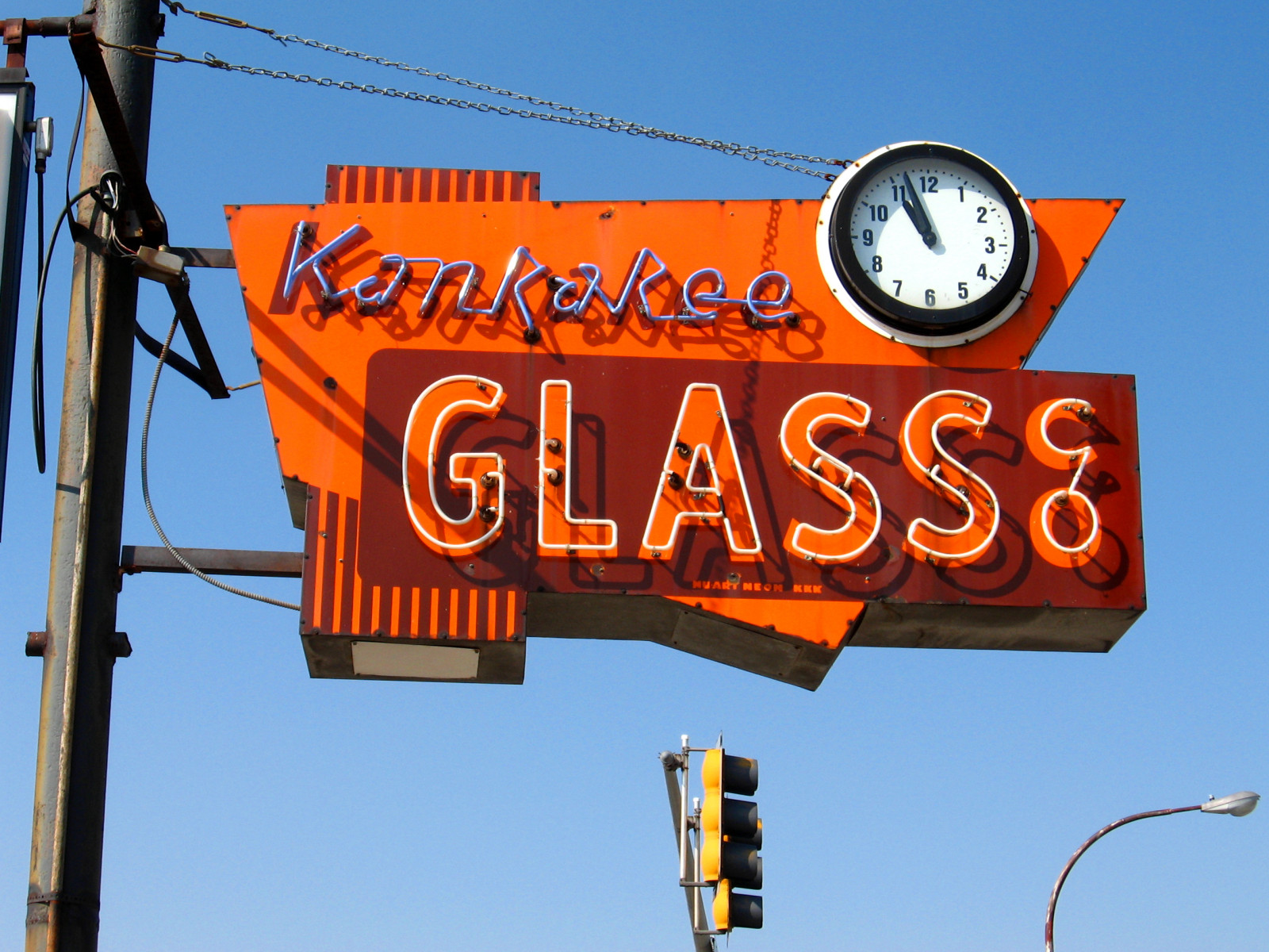 Wallpaper orange, signs, sign, Illinois, retro, clocks, neonsigns