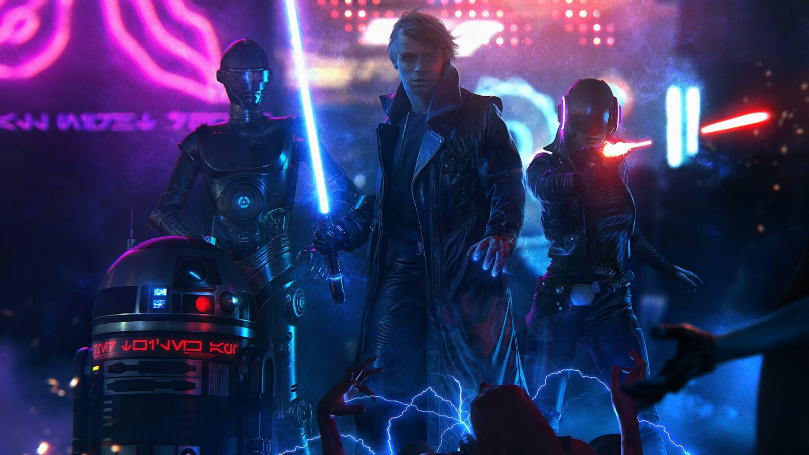 Star wars, Digital kunst, cyberpunk, musik, Luke Skywalker, guitarist, underholdning, ydeevne, scene, koncert, musikteater, rockkoncert, scenekunst