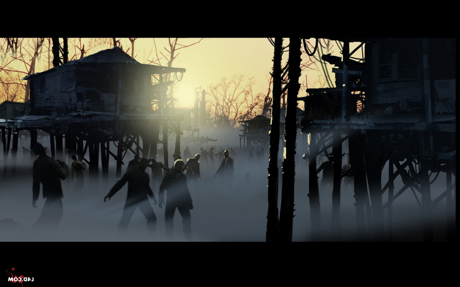 jeux vidéo, réflexion, Matin, brouillard, des morts-vivants, Left 4 Dead 2, lumière, obscurité, capture d'écran, 1920 x 1200 px, Phénomène atmosphérique, Papier peint de l'ordinateur