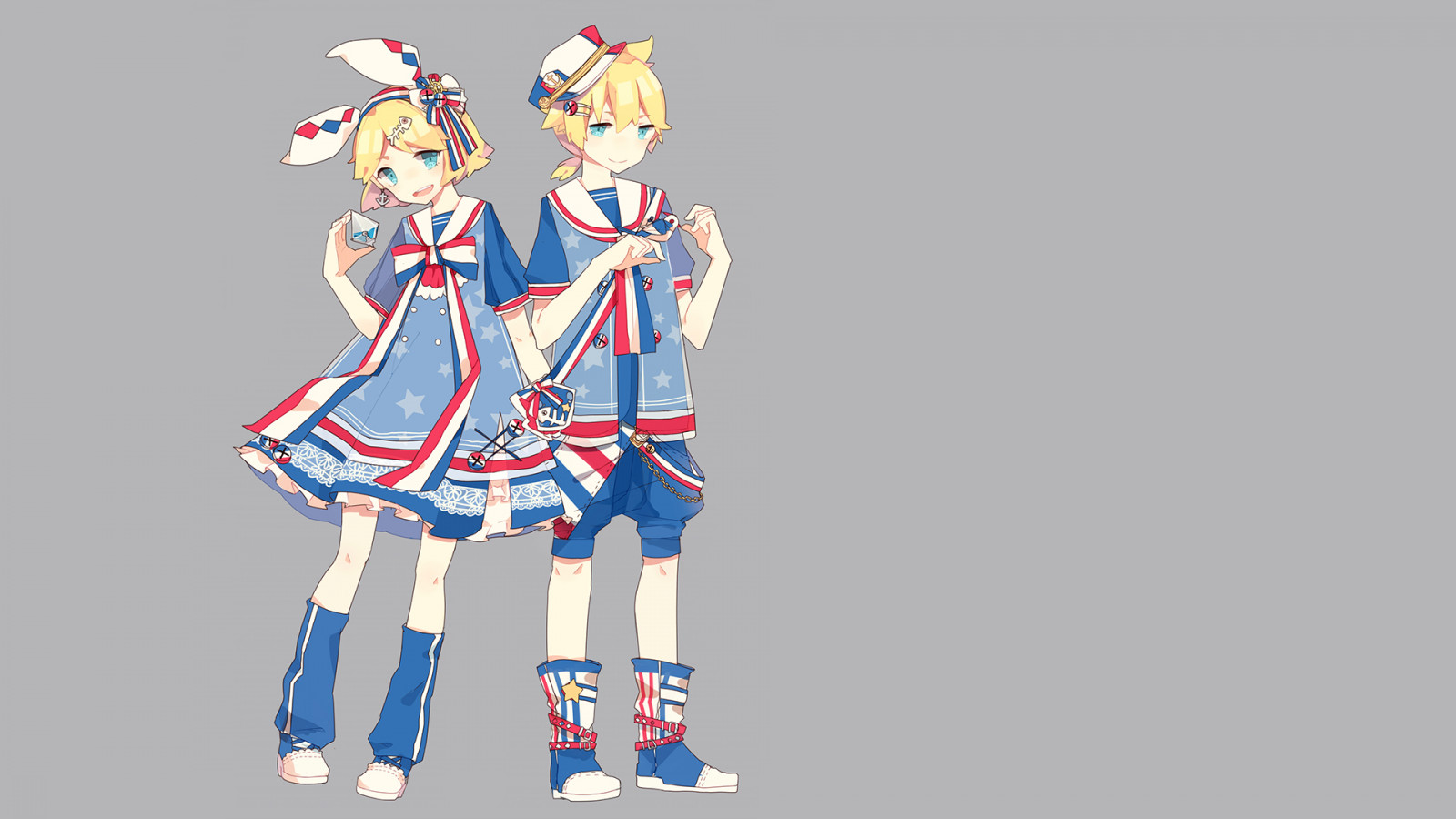 ilustrace, anime, anime dívky, anime kluci, kreslená pohádka, Vocaloid, Kagamine Rin, Kagamine Len
