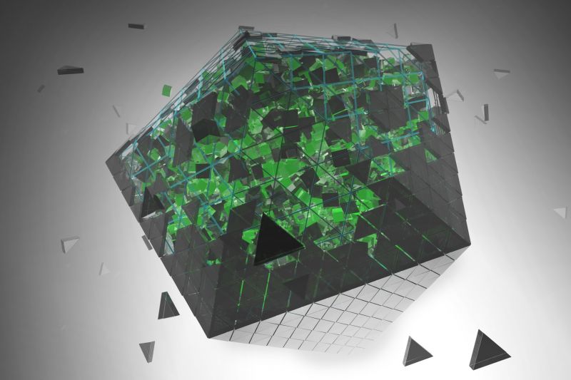 ilustrace, Photoshop, abstraktní, 3D, symetrie, zelená