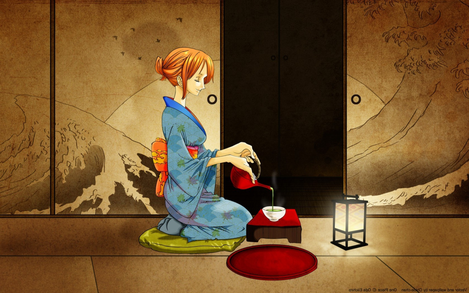 Wallpaper Painting Illustration One Piece Kimono Person Nami 