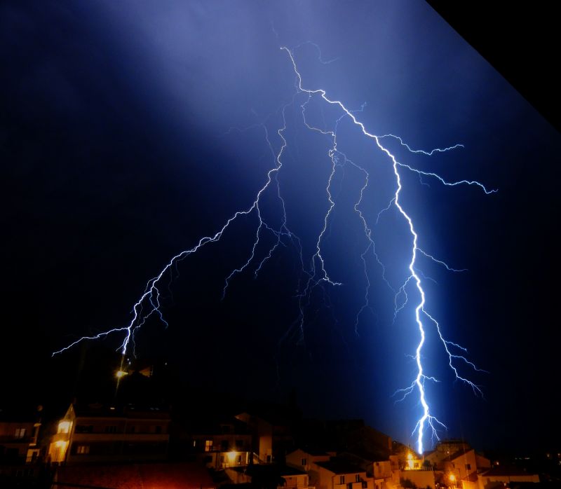 noc,nebe,Blesk,bouřka,večer,atmosféra