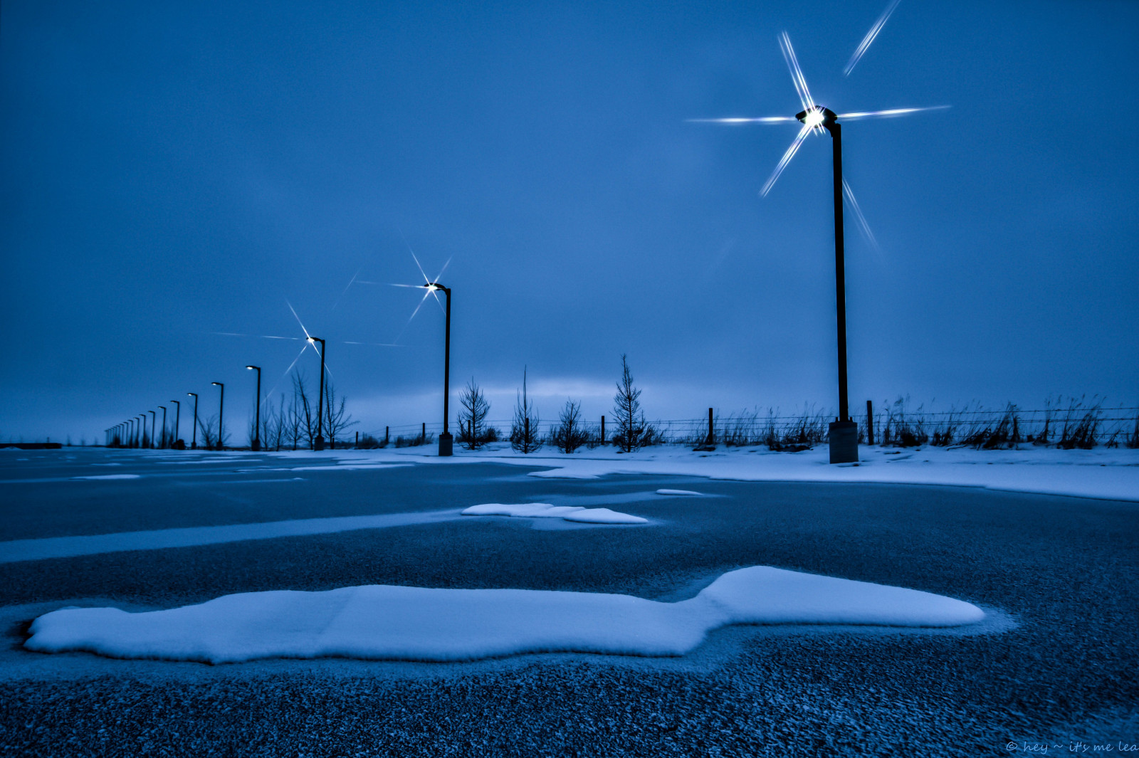 modrý, sníh, Calgary, plot, parkoviště, pouliční osvětlení, prázdný, světlice, bluehour, dailyphoto, YYC, lightflares, prozkoumal, 365project