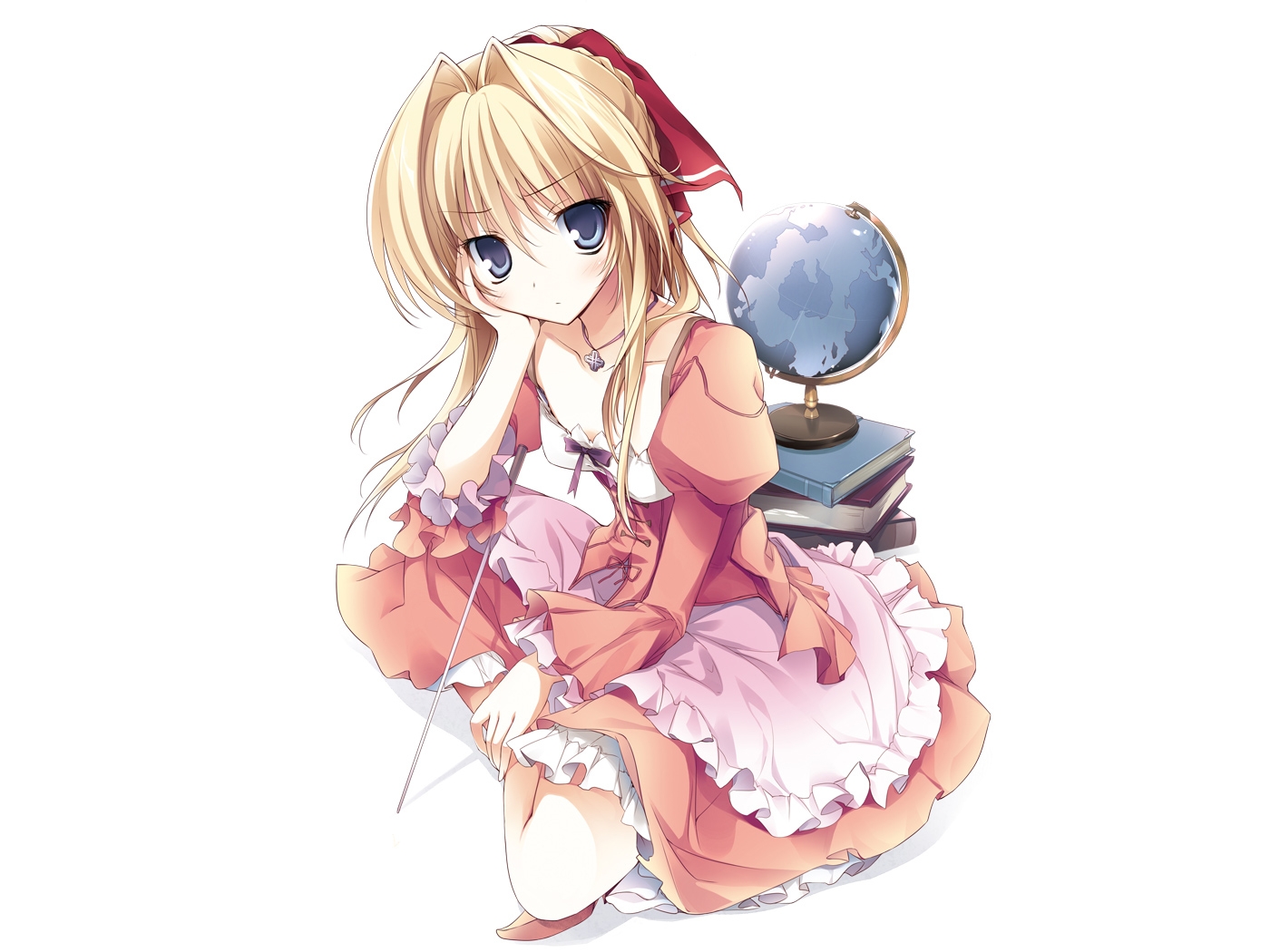 Fondos de pantalla niña, rubia, ojos azules, sonrojo, libro, vestir