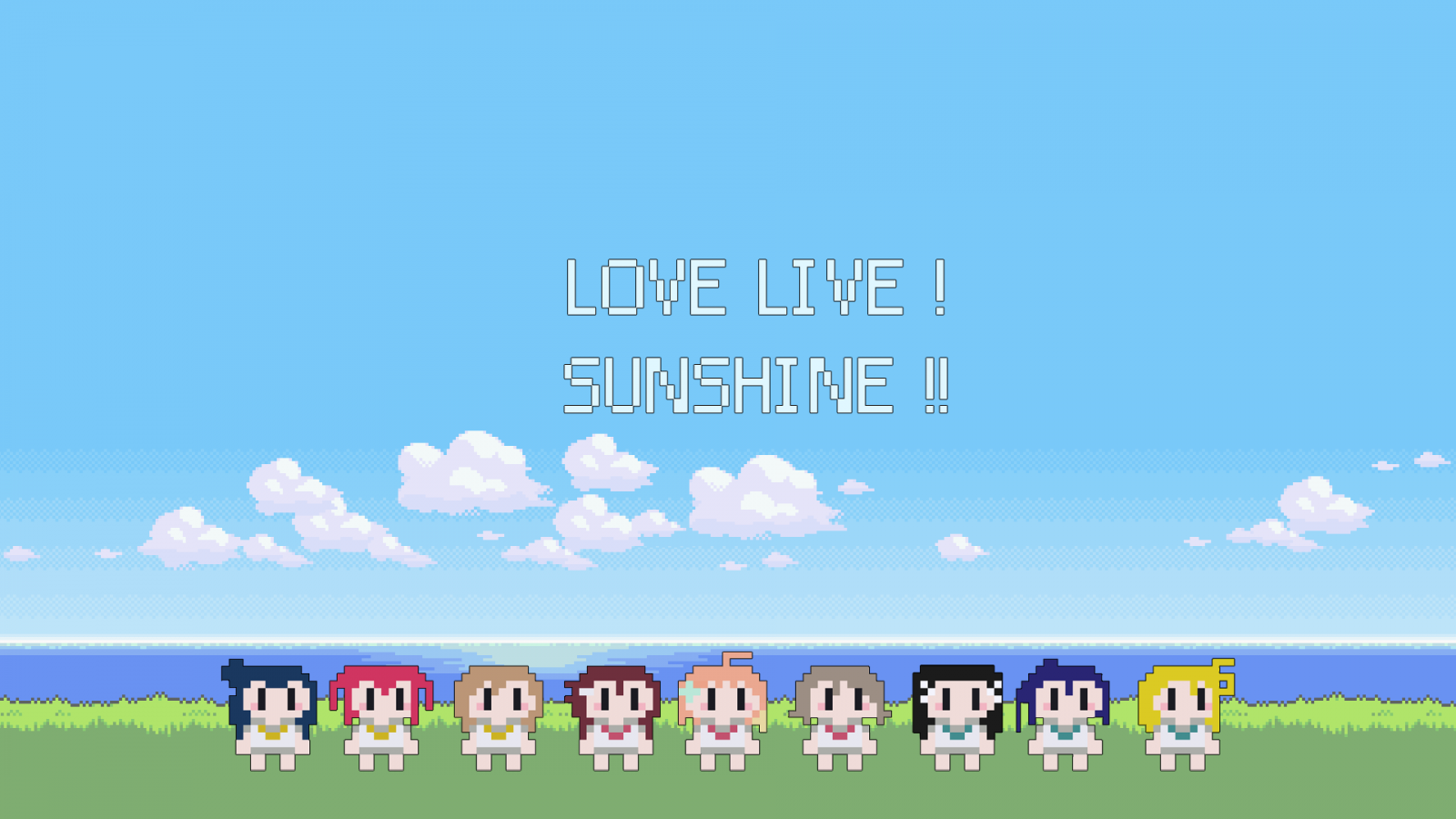 Love Live Sunshine, pixel art, digitální umění