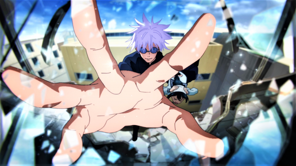 Jujutsu Kaisen,Satoru Gojo,hands,white hair,glasses,glass