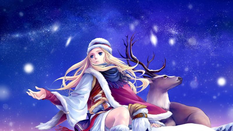 ilustrace, zvěř, odvrátila, dlouhé vlasy, anime, blondýnka ilustrace, zvěř, odvrátila, dlouhé vlasy, anime, blondýnka