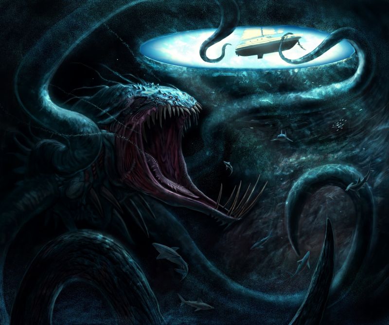 ilustrace, stvoření, strašidelný, umělecká díla, tma, voda ilustrace, stvoření, strašidelný, umělecká díla, tma, voda