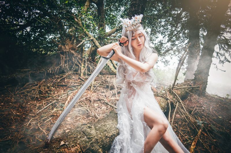 Dziewczyna fantasy, Azjatycki, Kobiet na zewnątrz, kobiety, Model, miecz Dziewczyna fantasy, Azjatycki, Kobiet na zewnątrz, kobiety, Model, miecz