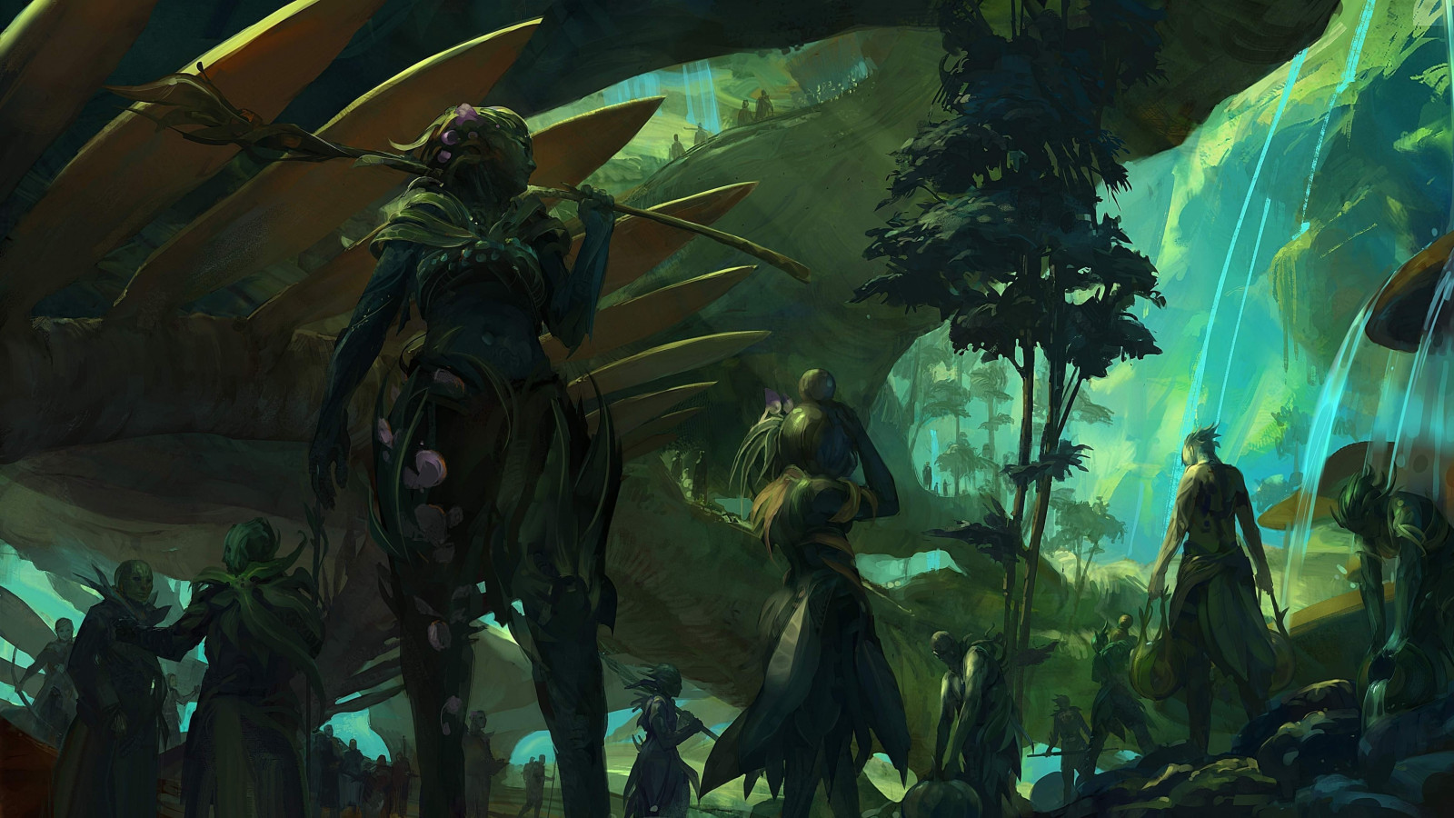 digital art, fantasy umenie, džungle, Guild Wars 2, mytológie, Sylvari, screenshot, 3840x2160 px, počítač tapeta