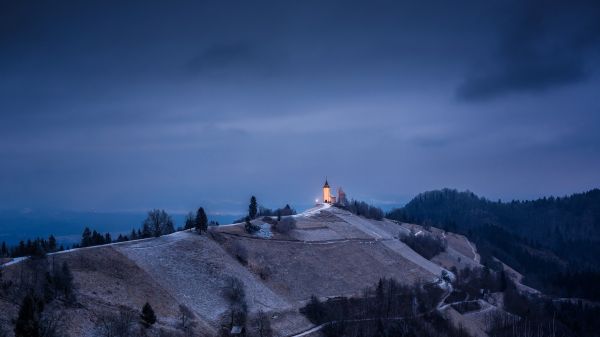 nature,landscape,trees,clouds,tower,ancient