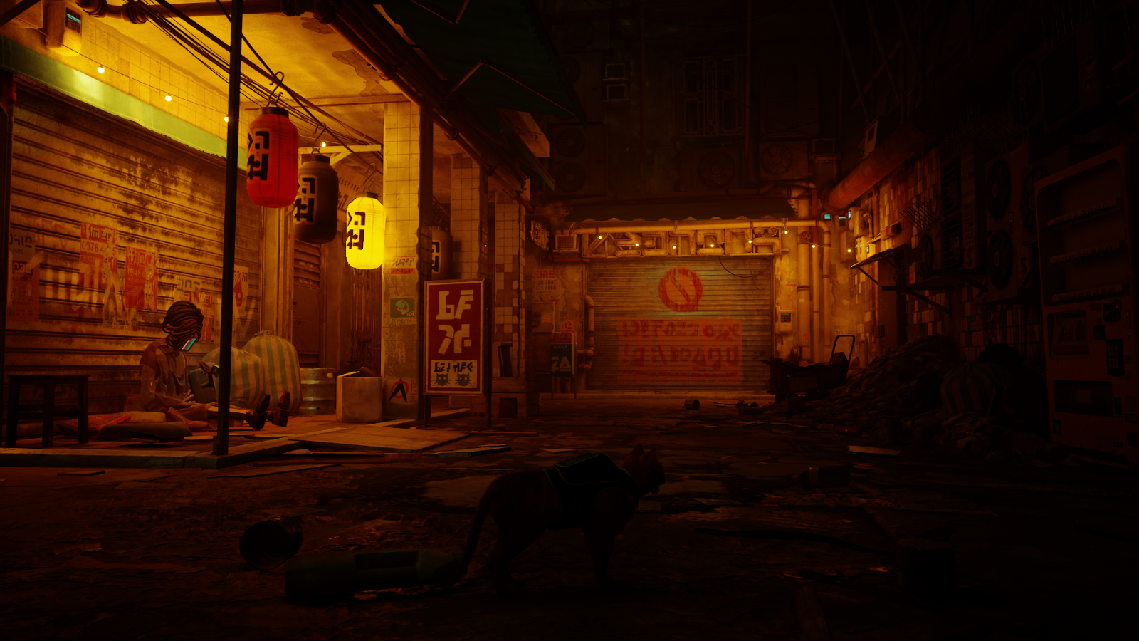 Wallpaper stray, cats, robot, city, futurism, futuristic, animals