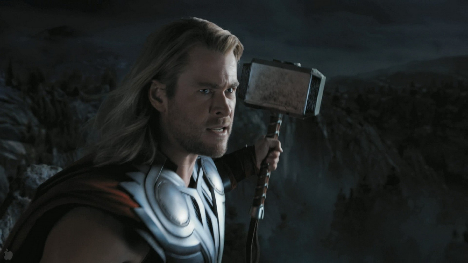 Thor, filmy, Mstitelé, půlnoc, Mjolnir, Chris Hemsworth, tma, Snímek obrazovky, 1920x1080 px, počítač tapeta, fiktivní postava
