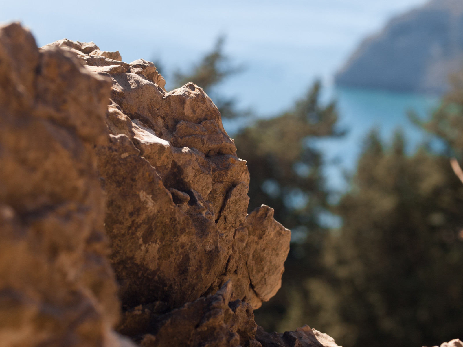 krajina, moře, voda, Skála, Příroda, zima, detailní, zelená, modrý, hnědý, Řecko, kámen, divočina, bokeh, Rhodes, Terén, strom, hloubka pole, podzim, list, hora, venkovní, sezóna, rozmazat, materiál, geologie, dřevina, Tsambika