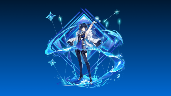 Yelan Genshin Impact,Genshin Impact,video games,video game characters,simple background,minimalism