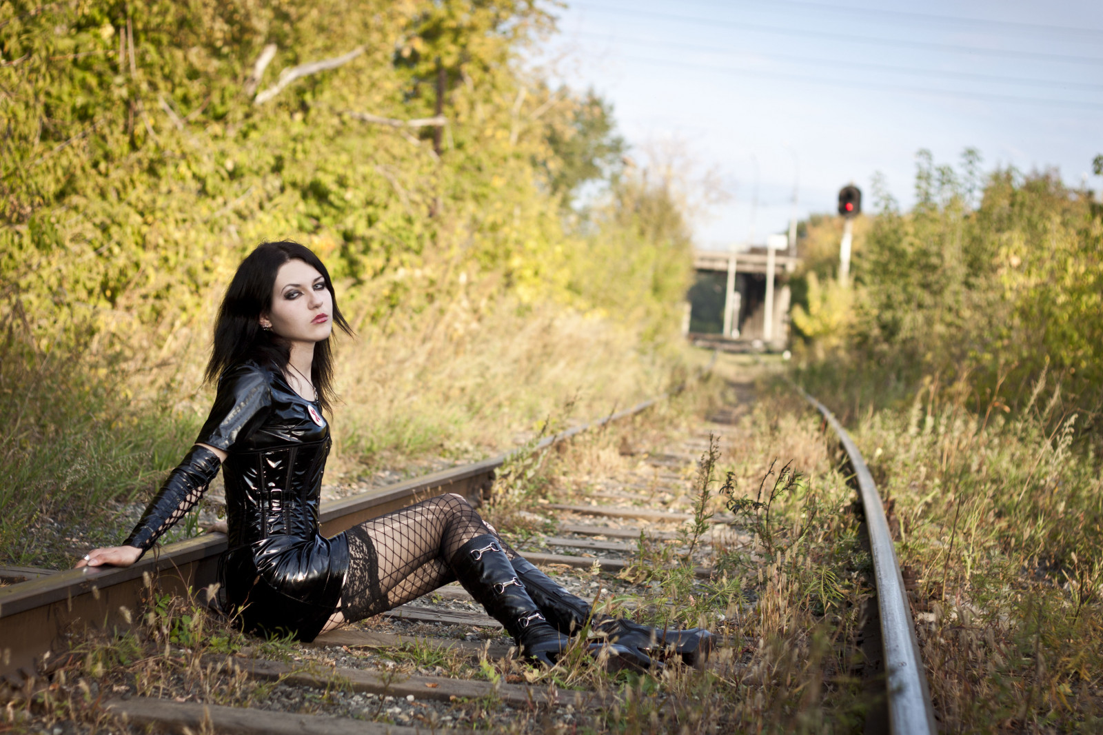 Wallpaper : city, nature, grass, sitting, fashion, corset, Gothic