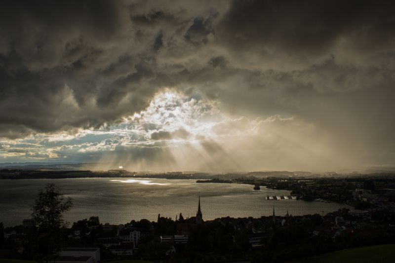 nebe, mrak, atmosféra, horizont, voda, slunečnímu záření