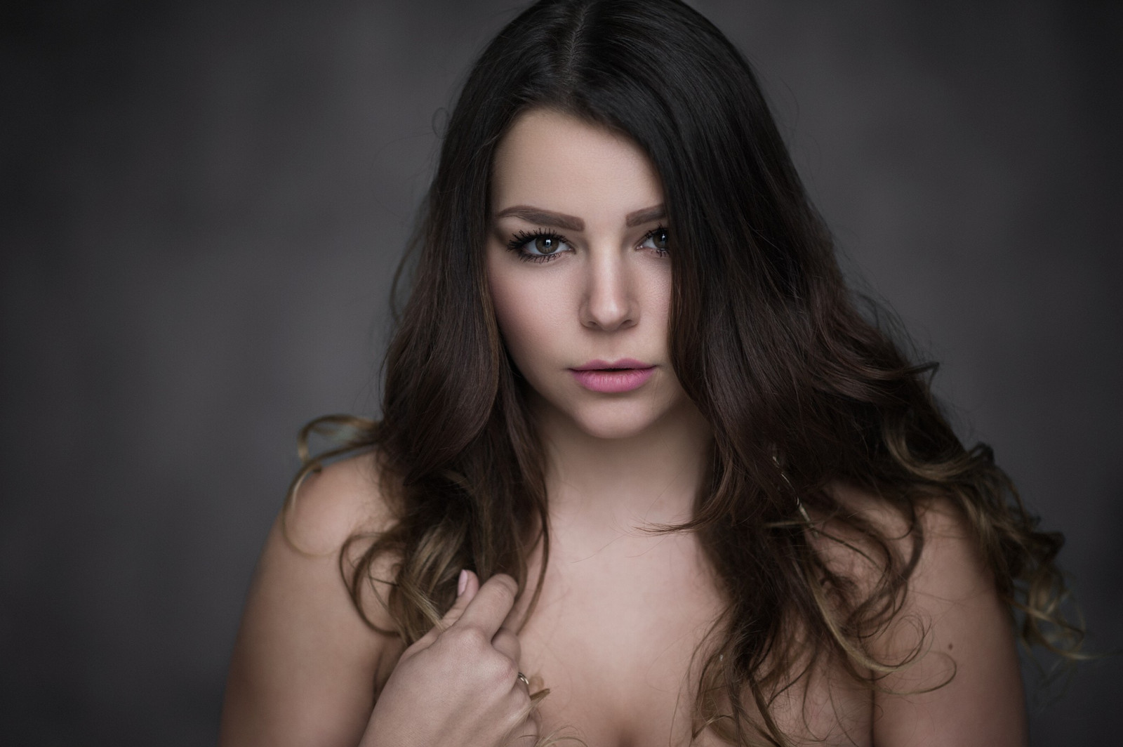 Masaüstü : Yüz, Kadınlar, Model, portre, uzun saç, esmer, Çıplak 
