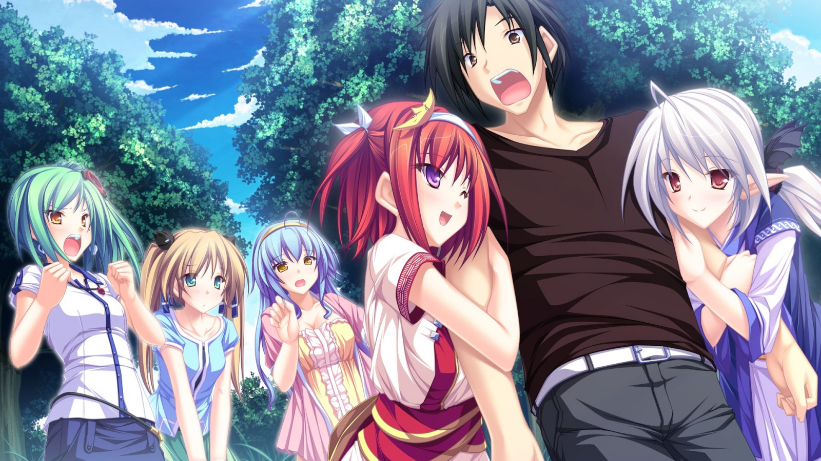 ilustrace, anime, umělecká díla, chlapec, dívka, obejmout, úsměvy, Snímek obrazovky, mangaka, nespokojenost