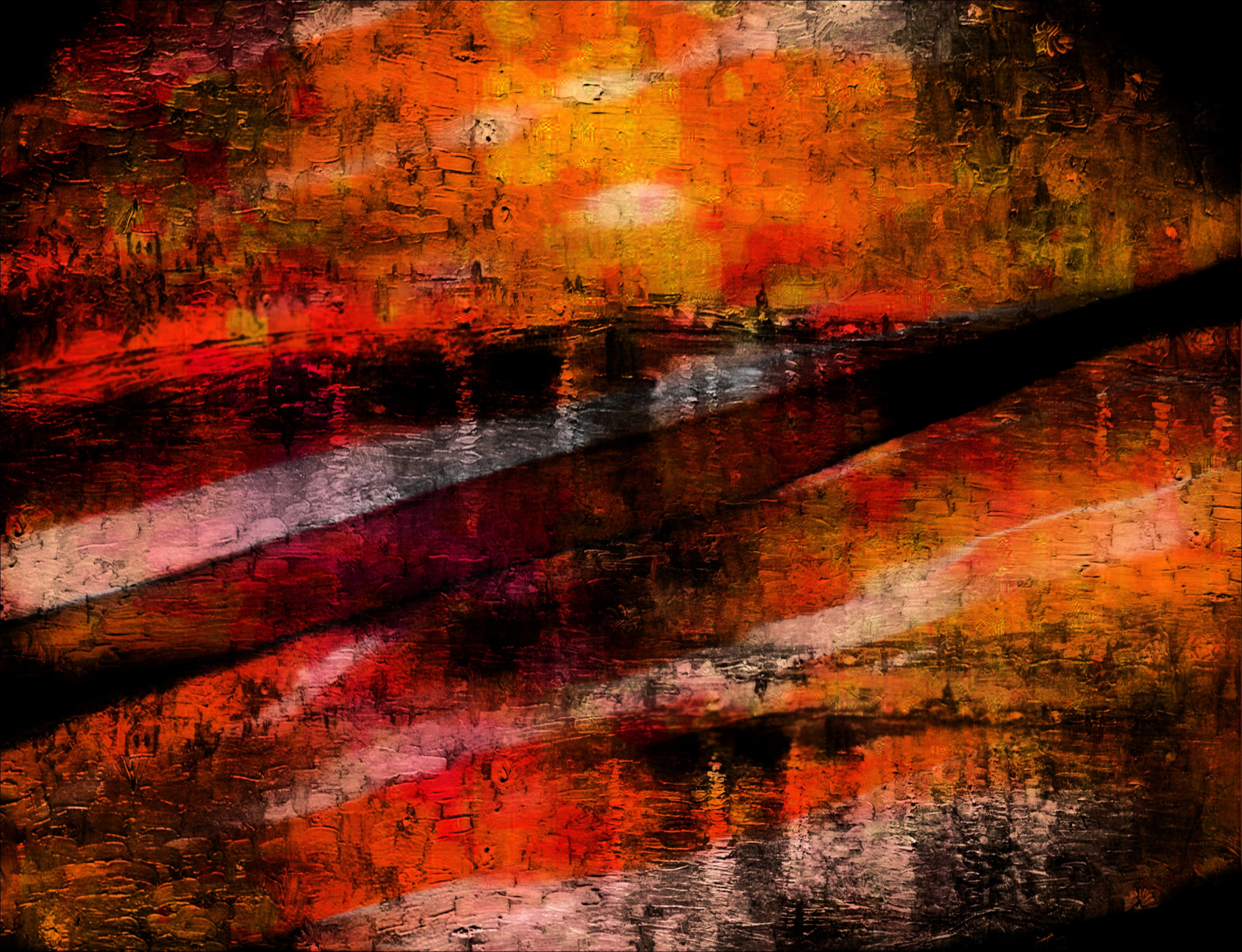 slunečnímu záření, malování, záliv, Červené, odraz, večer, textura, podzim, materiál, tma, digitální umění, photomanipulation, textury, moderní umění, akrylová barva, impresionista, vrstvené, richeye