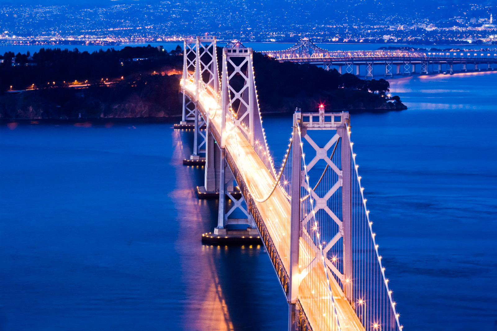 moře, noc, voda, odraz, vozidlo, modrý, večer, věž, most, Kalifornie, Spojené státy americké, dok, soumrak, 10, oceán, fav10, fav20, fav50, fav30, fav40, fav25, fav60, Spojené státy, Spojené státy americké, sanfrancisco, superfave, baybridge, rinconhill, onerinconhill
