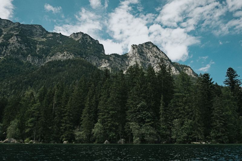 krajina, les, hory, jezero, Skála, kopec krajina, les, hory, jezero, Skála, kopec