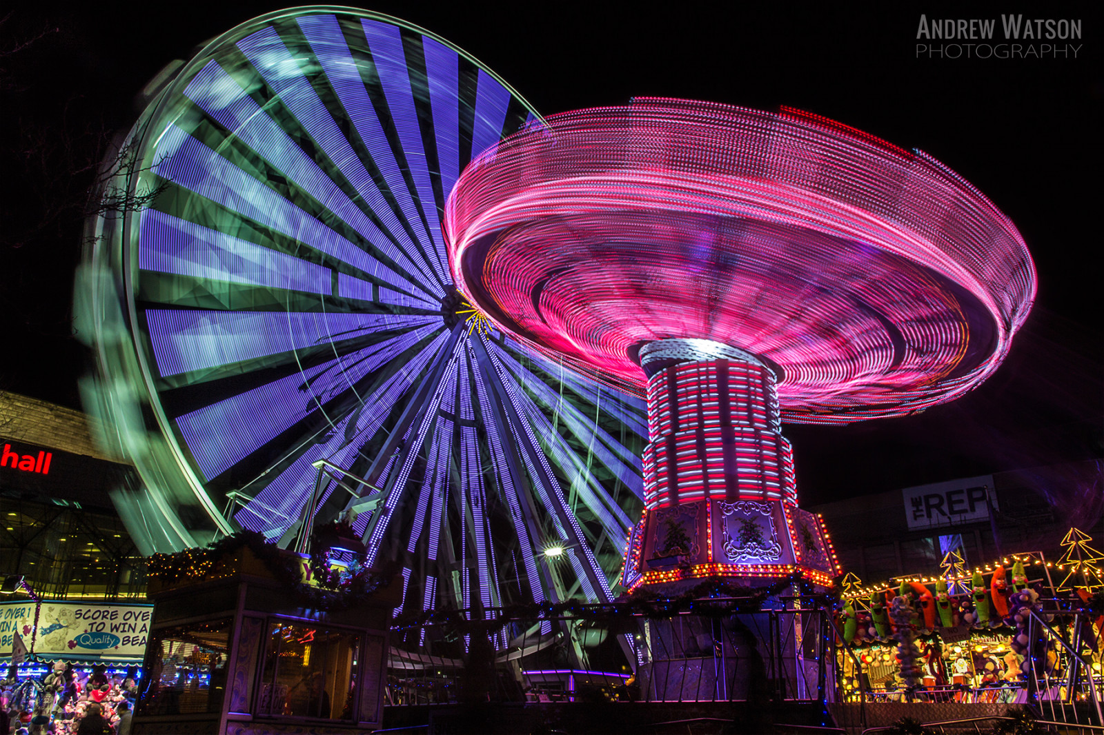 Wallpaper wheel, night, big, Birmingham, long, exposure, shot, market