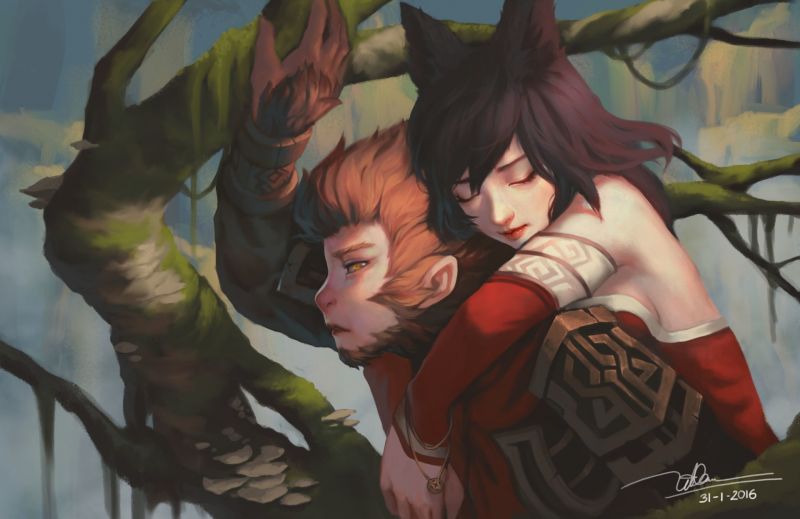 anime,karya seni,Liga legenda,rambut hitam,SENI,gadis