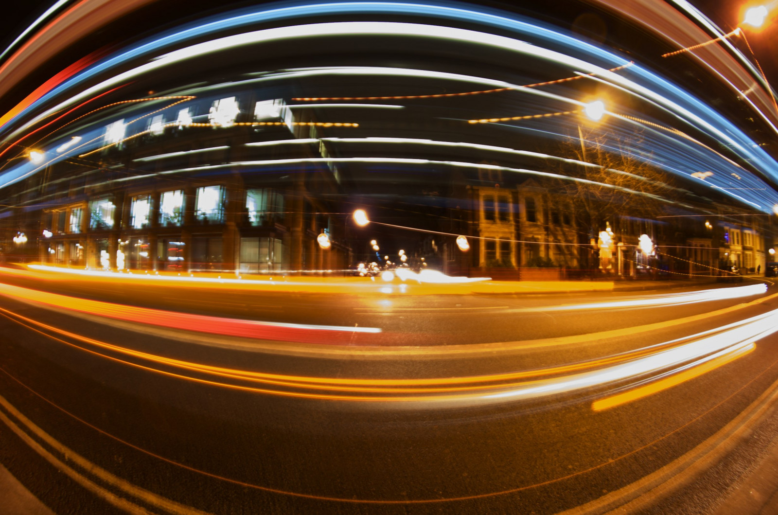 Wallpaper street, longexposure, blue, red, England, orange, bus