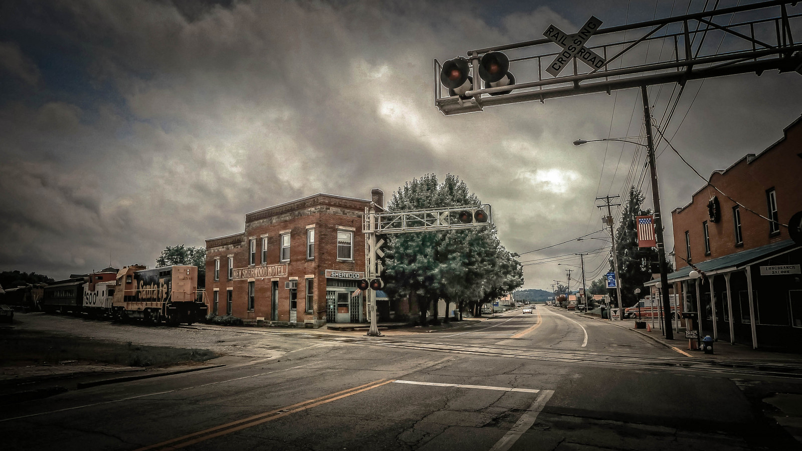 město, ulice, panoráma města, budova, nebe, silnice, mraky, vlak, Dům, hotel, večer, město, atmosféra, metropole, mrak, strom, centrum, železnice, domů, nrhp, předměstí, fasáda, pruh, urban area, sousedství, obytný prostor, meteorologický jev, Městečko, jev, Streetroad, Newsherwoodhotel