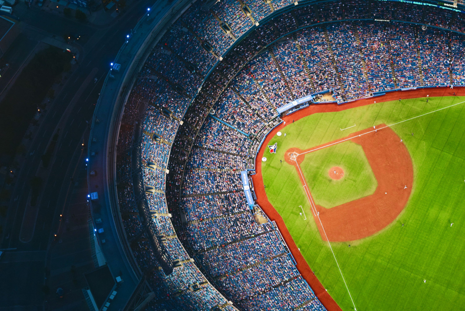 Wallpaper circle, aerial view, stadium, baseball, structure, color