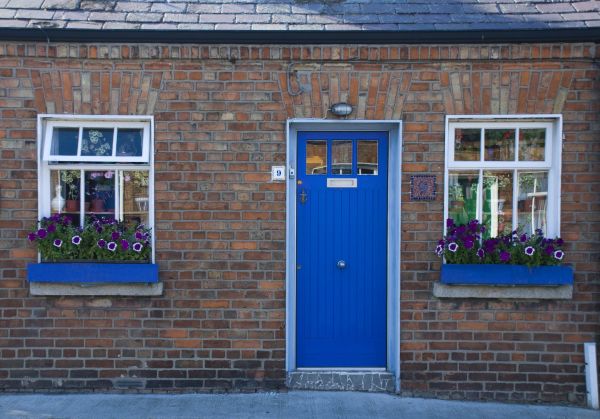 blue,window,building,wall,house,village