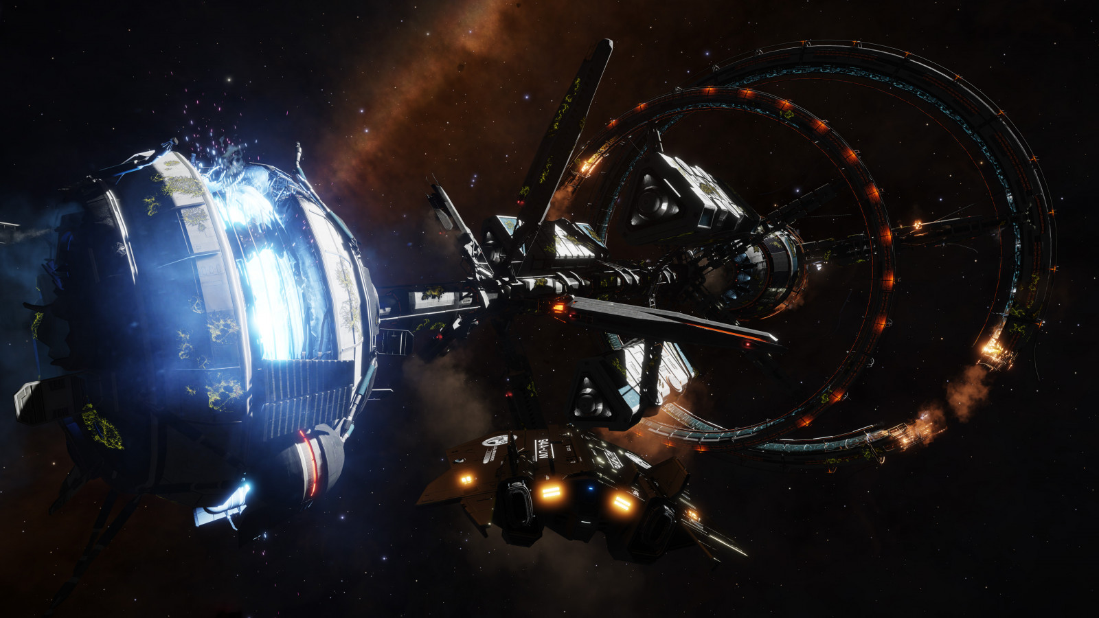 screen shot, Elite Dangerous, ASP Explorer, space station, Spaceport, Damaged Starport, video games