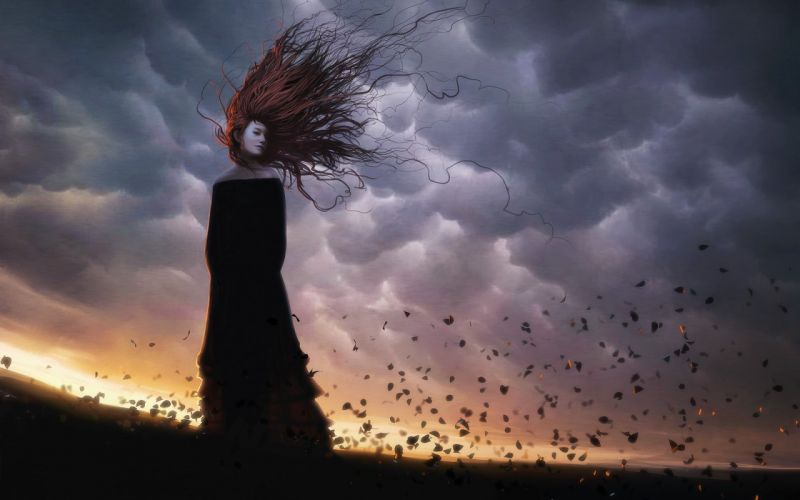 경치,하늘,삽화,번개,저녁,바람