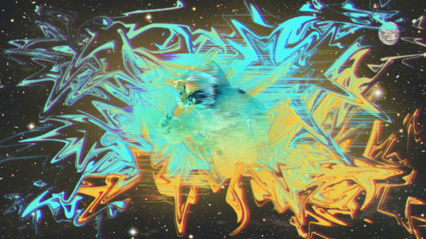 astronaut,space,yellow,abstract,blurred,pixel sorting