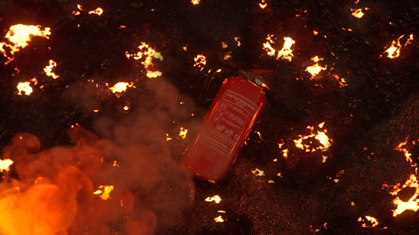 Fire Splinters Wallpaper : fire extinguishers, debris, splinters, explosion, smoke ...