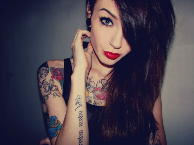 vrouw,model-,fotografie,tatoeëren,zwart haar,Persoon