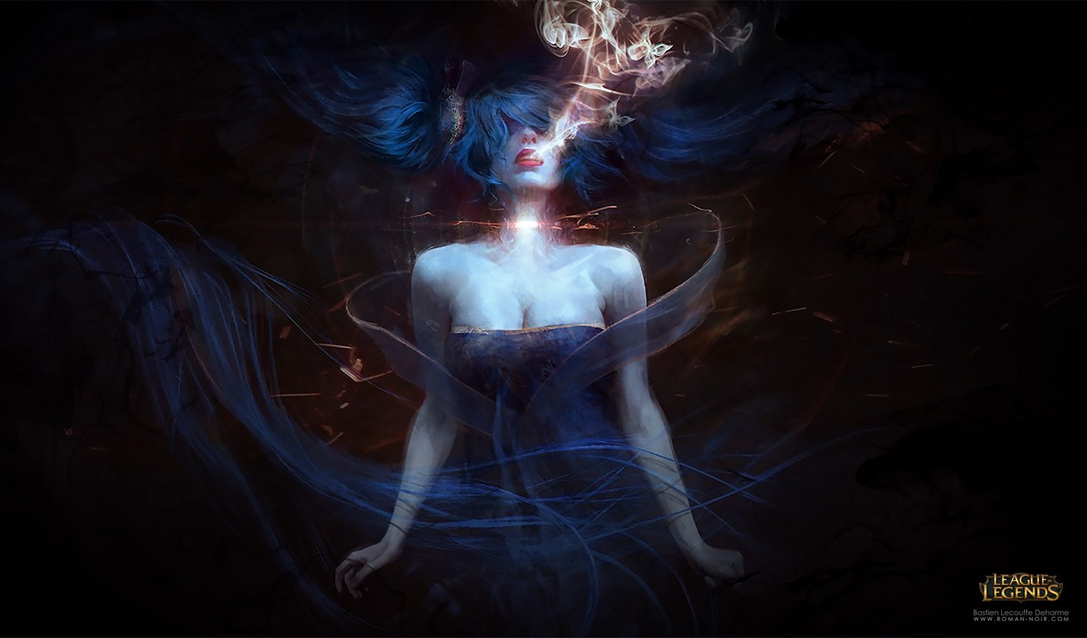 League of Legends, Sona League of Legends, půlnoc, tma, Snímek obrazovky, počítač tapeta, fiktivní postava, zvláštní efekty