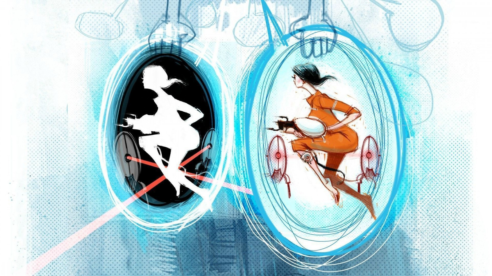 ilustrace, videohry, umělecká díla, kruh, Portal 2, GLaDOS, Aperture Laboratories, značka, věžičkami, Valve Corporation, portál, reklamní, 1920x1080 px, Lidské tělo, font, orgán