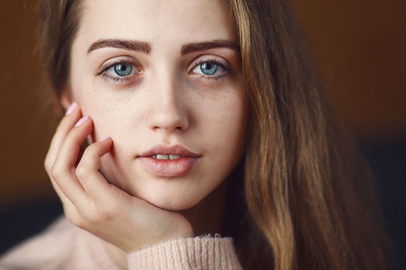 tvář, ženy, model, portrét, modré oči, dlouhé vlasy tvář, ženy, model, portrét, modré oči, dlouhé vlasy